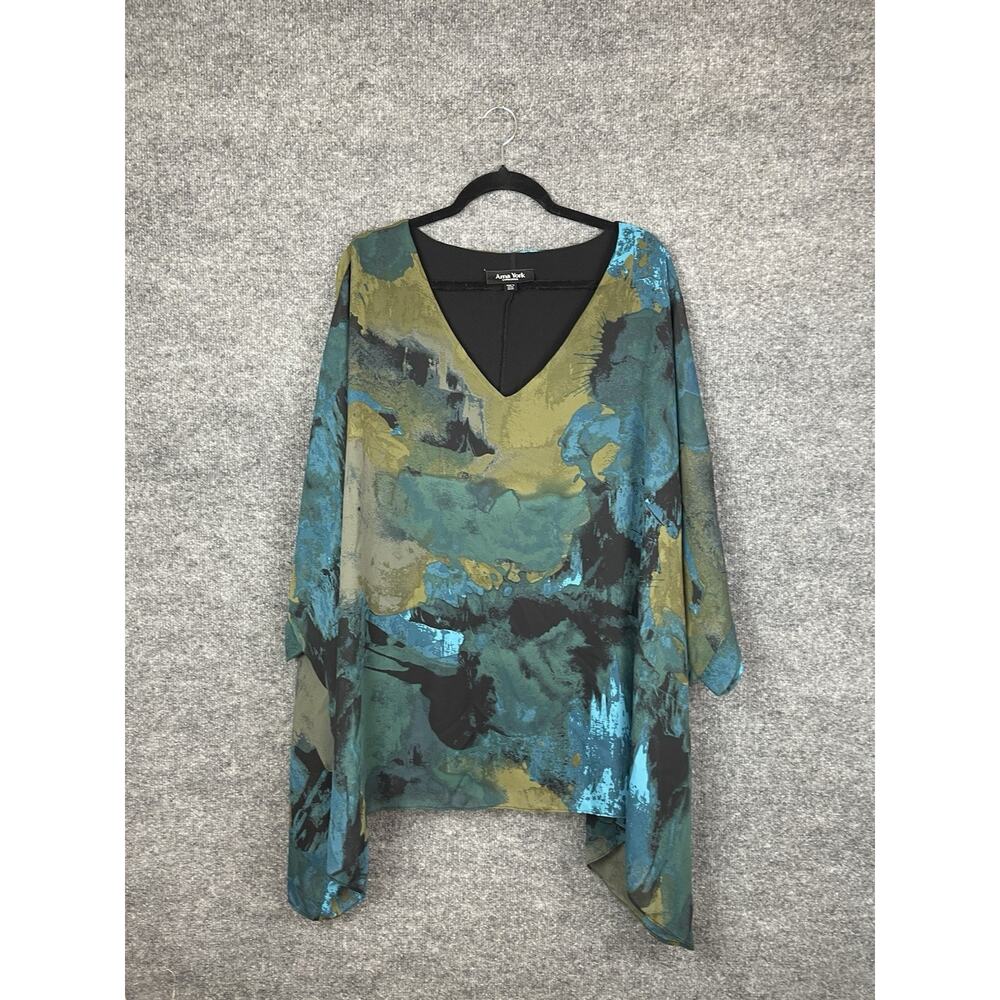 Arna York NWT 22/24 Plus Size Floral V-Neck Blouse‎ Abstract Print Kaftan